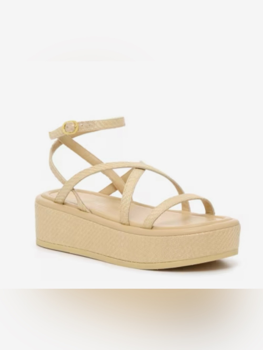 Stuart Weitzman Neutral Tan Braided Strap Sandals